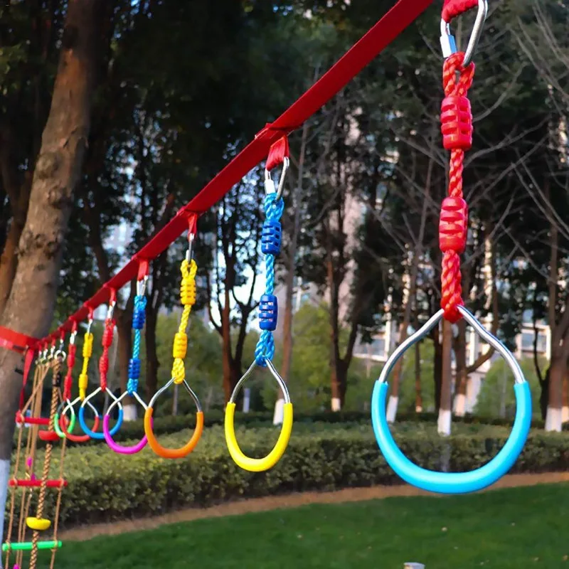 Conjunto de 3 peças de anéis ao ar livre das crianças anéis de ginástica anéis de balanço anéis ajustáveis anéis ao ar livre brinquedos de fitness das crianças
