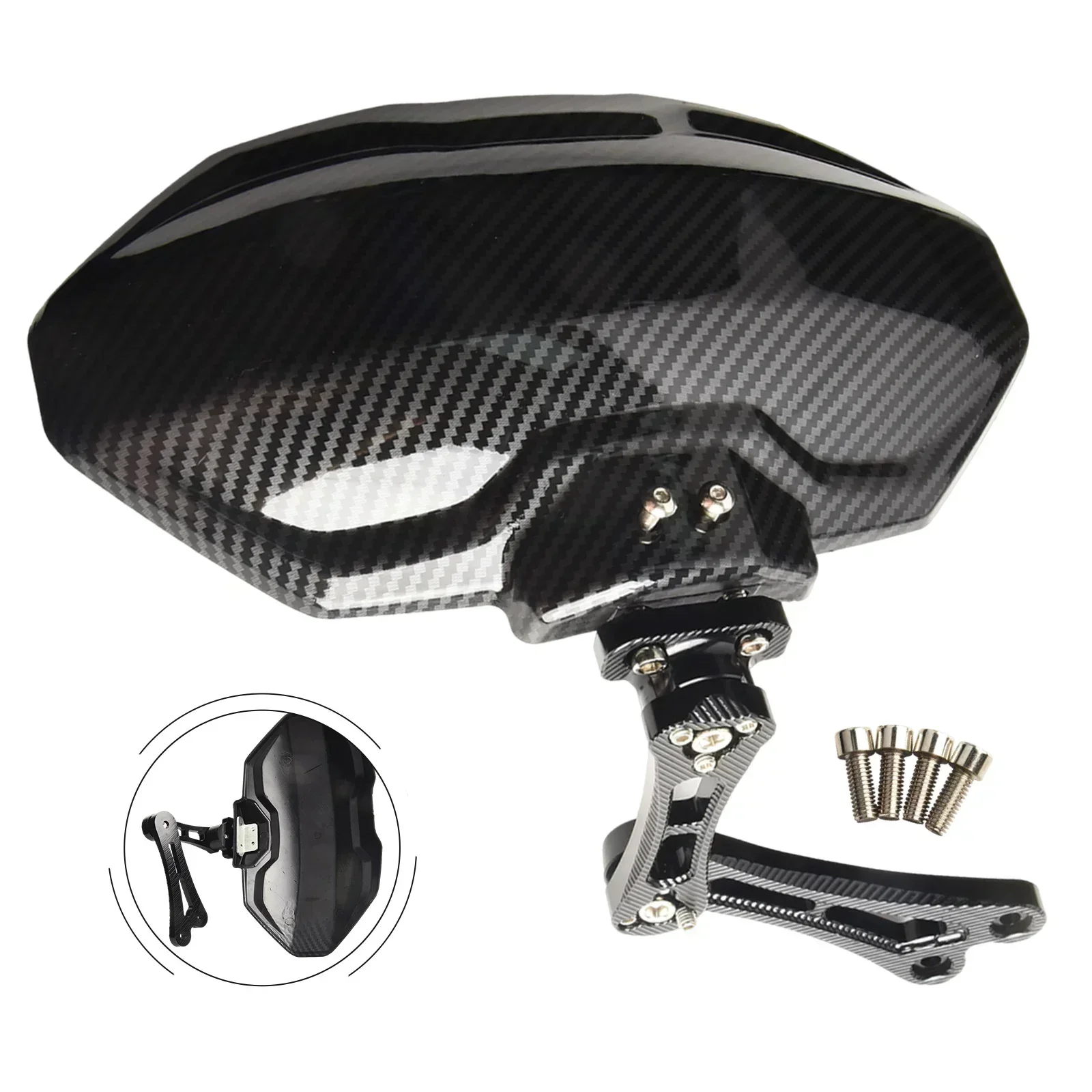 Motorcycle Adjustable Imitation Carbon Fiber Aluminium Alloy Rear Wheel Fender Mudguard Universal Extend Extender Accessories