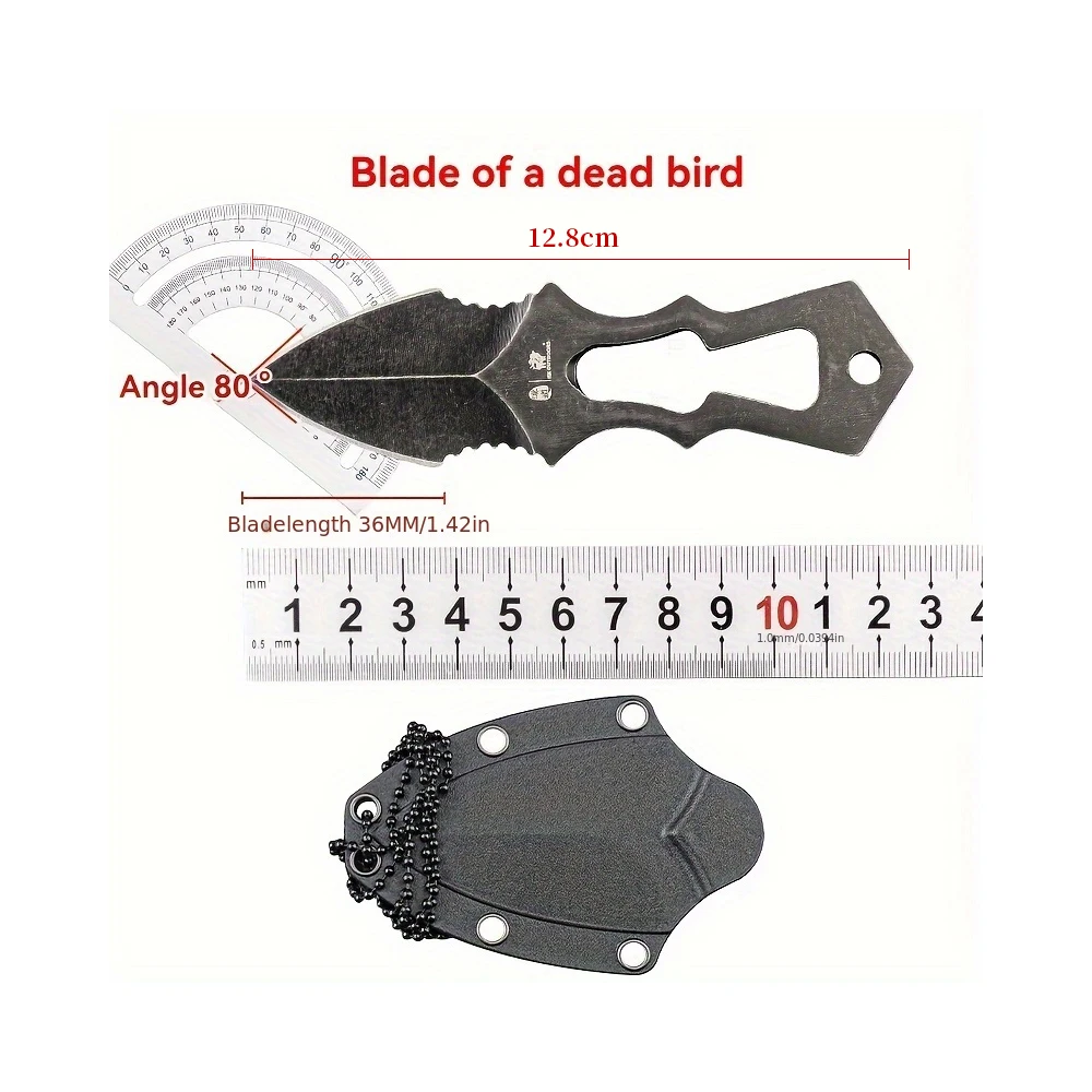 Straight knife outdoor hanging neck DIY multifunctional straight knife portable self-defense mini survival knife