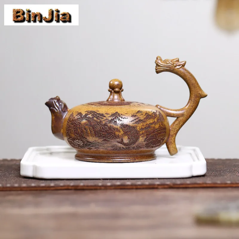 

280 мл Исин фиолетовые глиняные чайники горшок ручной работы из необработанной руды фарфоровый грязевой чайник для замачивания чая с ситечком Чайный сервиз Zisha