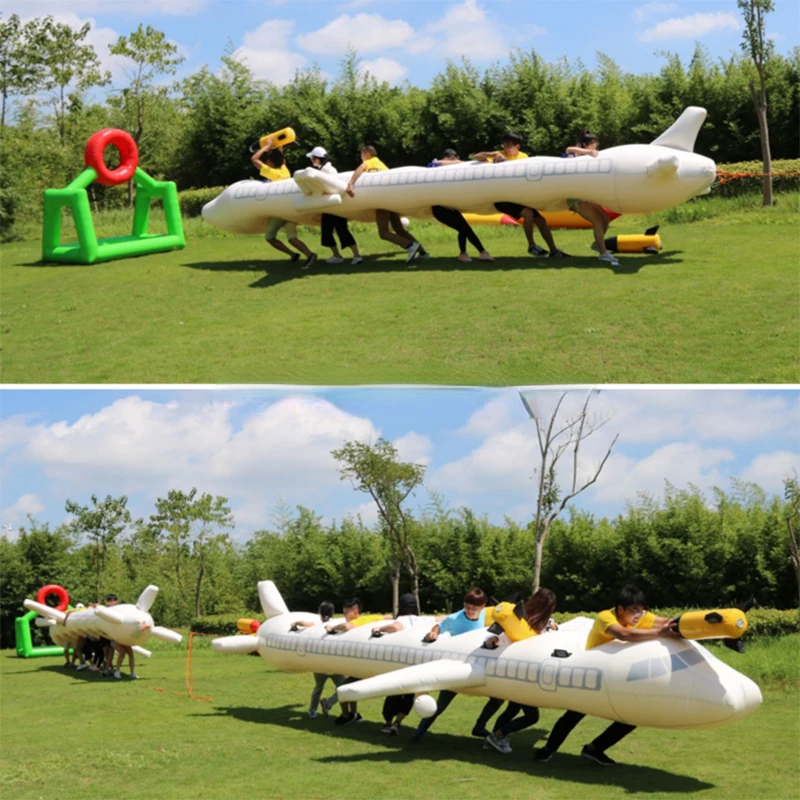 Outdoor Team Building Inflatable Racing Tubes air plane shooting play together Games