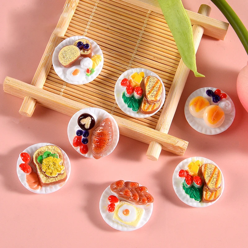 6 pièces/ensemble maison de poupée scène ornements bricolage Miniature paysage fée jardin décors accessoires maison de poupée Mini Dim Sum plateau