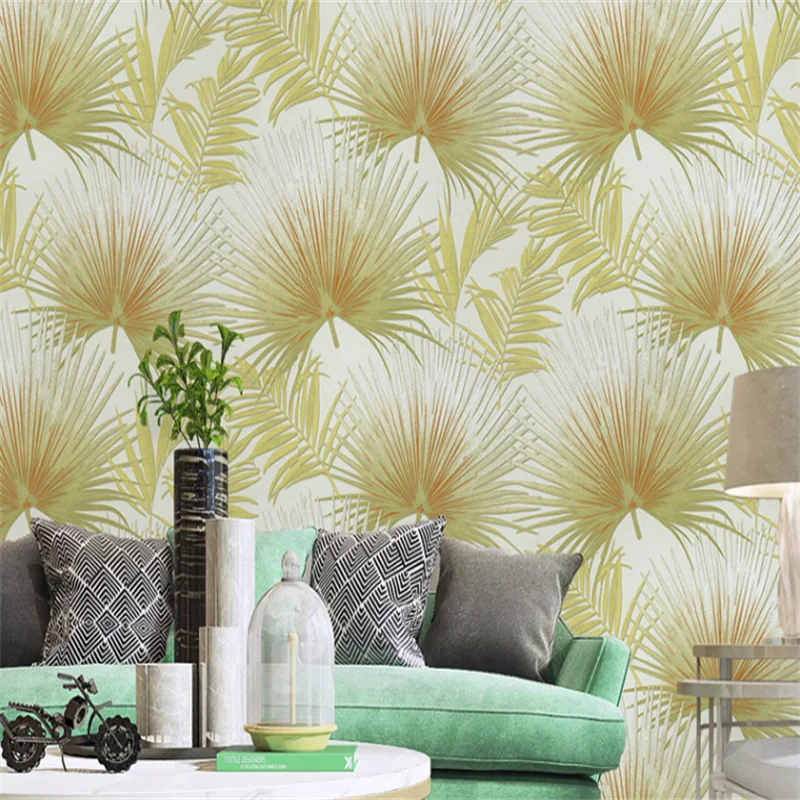 

Nordic simple palm leaf wallpaper shop decoration Southeast Asia living room bedroom background wall paper non-self adhesive