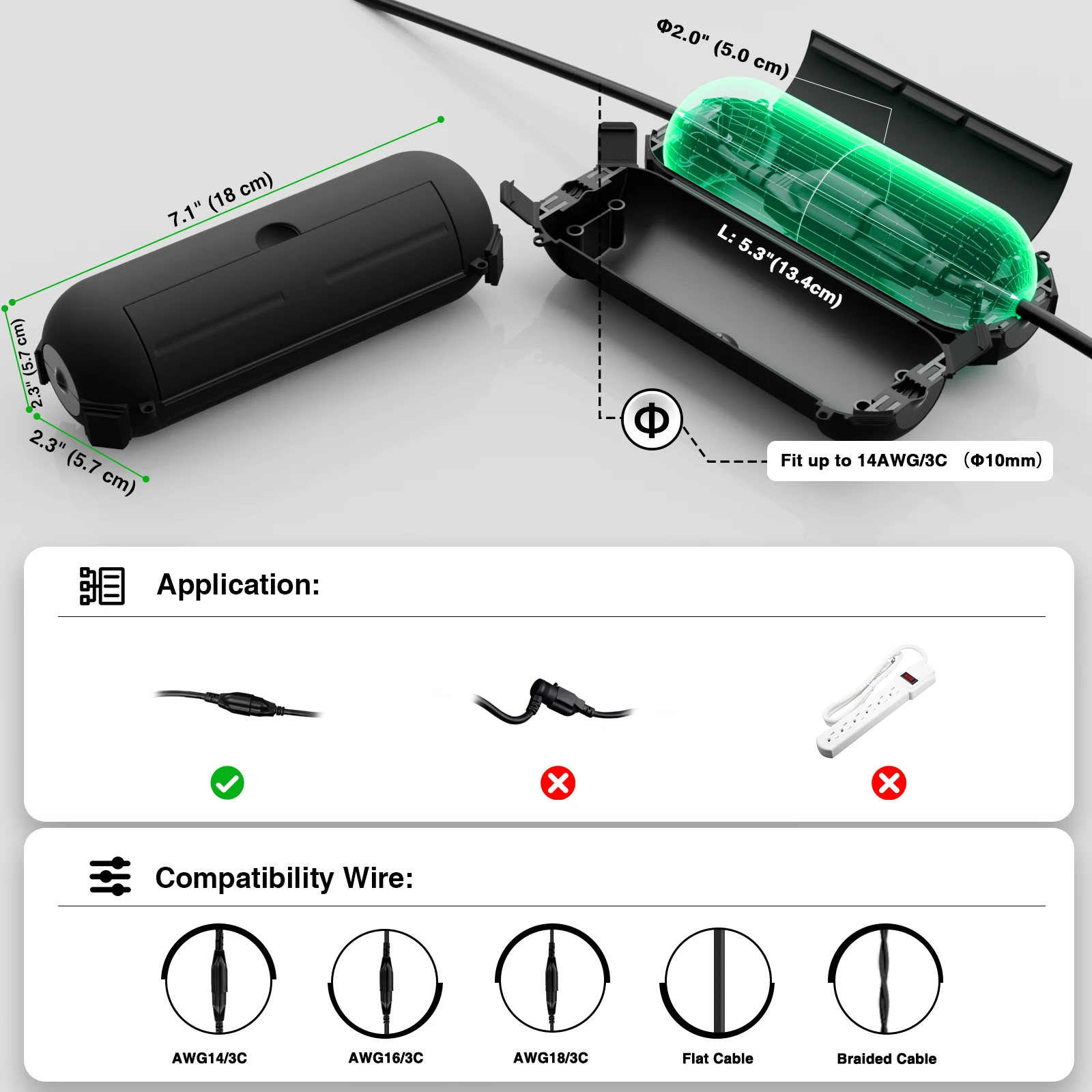 3 قطع صندوق أمان سلك تمديد خارجي، متوفر بـ 8 ألوان، لحماية المقابس والمنافذ، مثالي لزينة العطلات