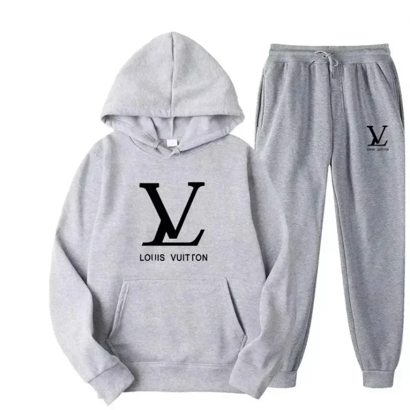 Autumn and winter new men's and women's hooded sweatshirts and pants 2-piece outdoor fashion jogging men's casual sportswear set image 5