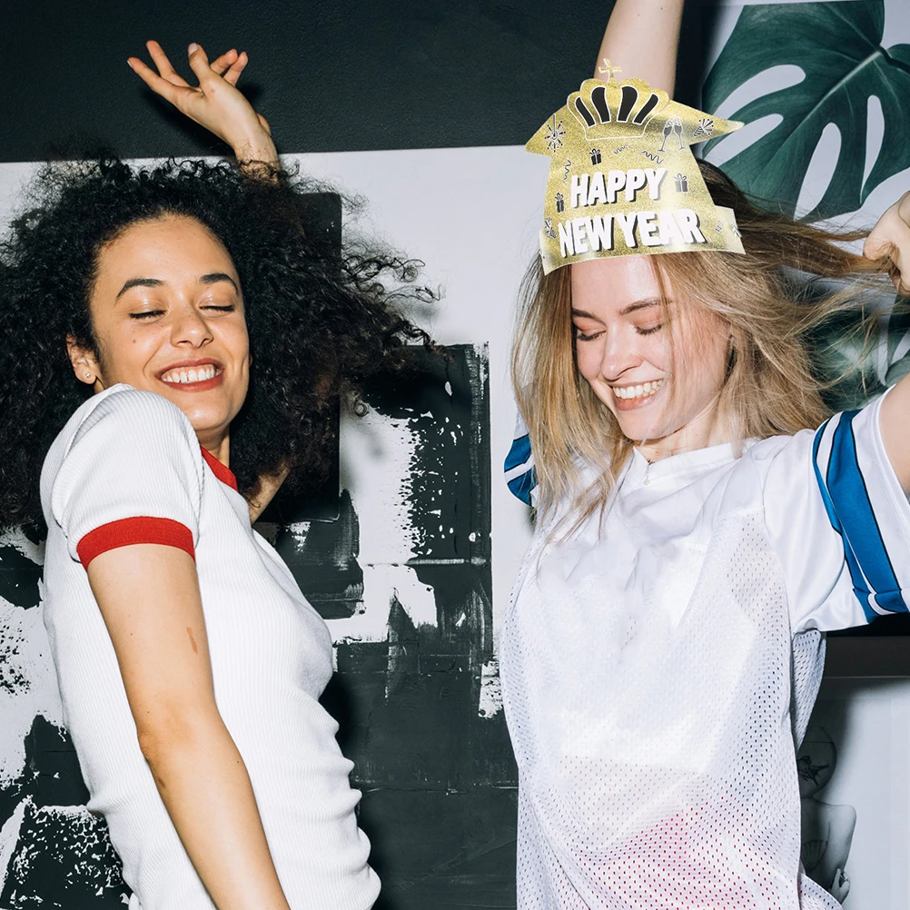 

12 Pcs New Year Crown Hat Paper Happy Headdresses Themed Hats Photo Props Years Headwear Flash Headpiece