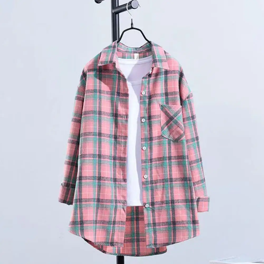 2022 Spring Autumn Tops Women Plaid Shirts Loose Oversize Blouses Casual Flannel Female Top Long Sleeve Men shirts Blusas