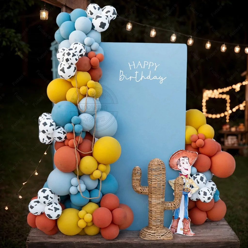 132 pçs ocidental cowboy toy story tema woody festa vaca balões com números de vaca 1-9 chá de bebê gênero revelar decoração de casamento