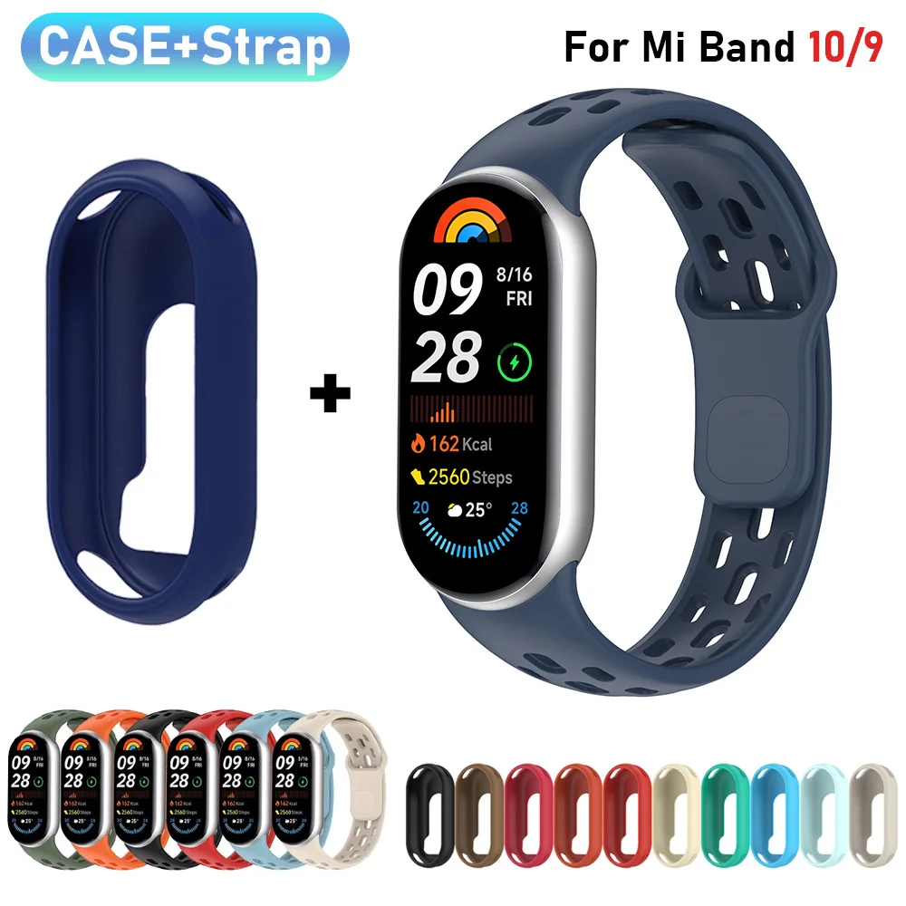 Fall + strap Für Xiaomi Mi Band 10 9 8 Zubehör Weiche Silikon Stoßfest Stoßstange Rahmen shell Für Xiaomi Mi Band 10 9 8 NFC abdeckung