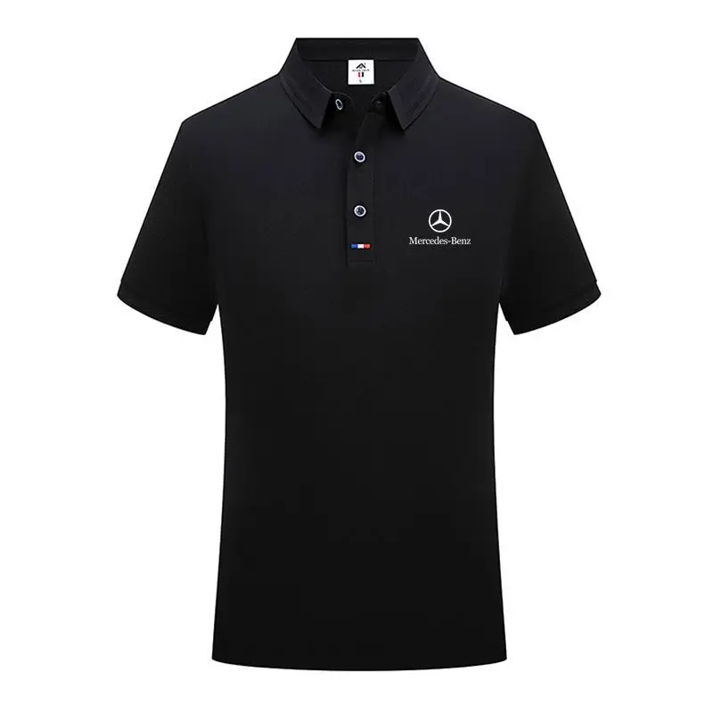 

AMG Mercedes BenzpoloShirt LapelTT Shirt Short Sleeve Men & Women Trendy New Group Work Clothes Summer Solid Color Top