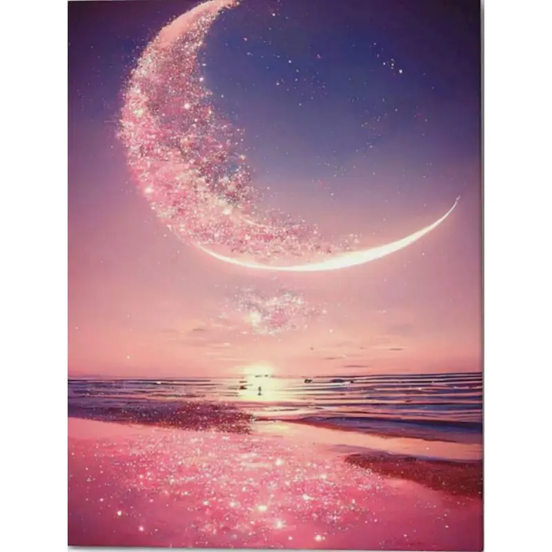 

GATYZTORY Acrylic Paint By Numbers For Adults Moon Beach DIY Drawing By Numbers Kits Landscape Paint for Painting Unique Gift