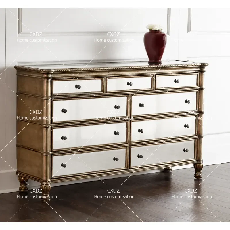 Neoclassical Simple Eco Friendly All Solid Wood Bedroom Living Room Furniture Chest Side Cabinet Entrance Cabinet