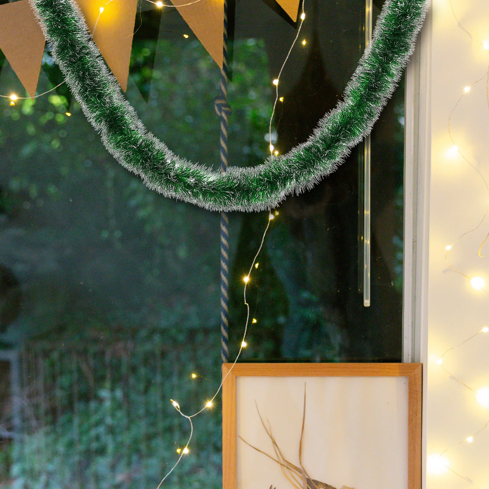 

Christmas Tinsel Garland Shiny Wall Hanging Decorations Party Supplies Xmas Tree Adornments Home Office Holiday Scene Plastic