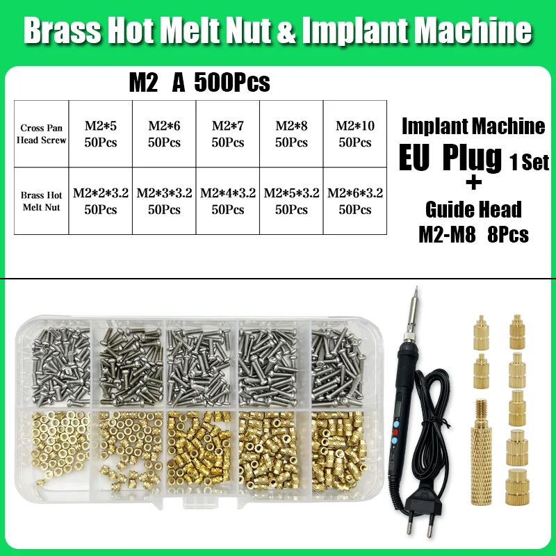 M2 M3 M4 Messing Einsatz Mutter Bolzen Schraube Implantation Maschine Hot Melt Rändelgewinde Wärme Lötkolben Spitze 3D Drucker Zubehör – Detail 22