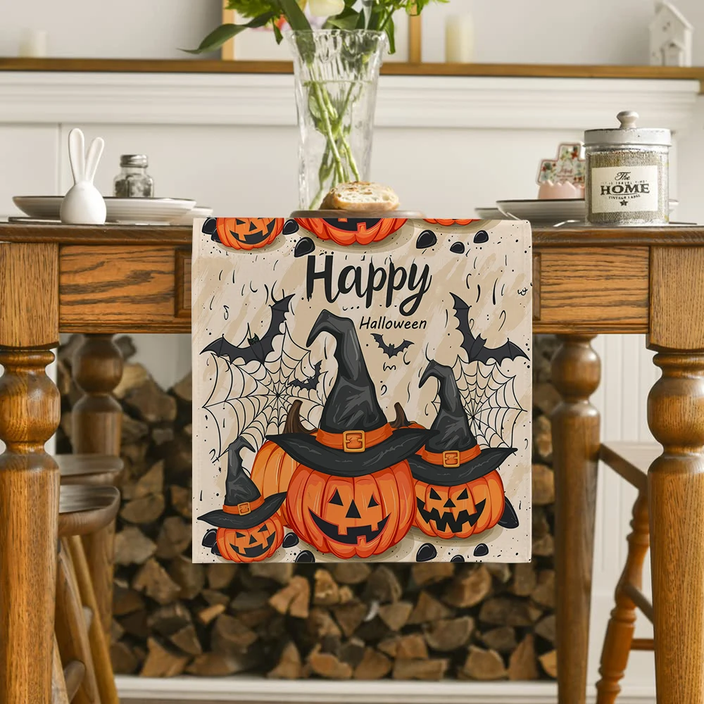 Halloween Dining Table Runner for Decoration for Dining Room Pumpkin Head  Table Runners Accessories & Decor Party