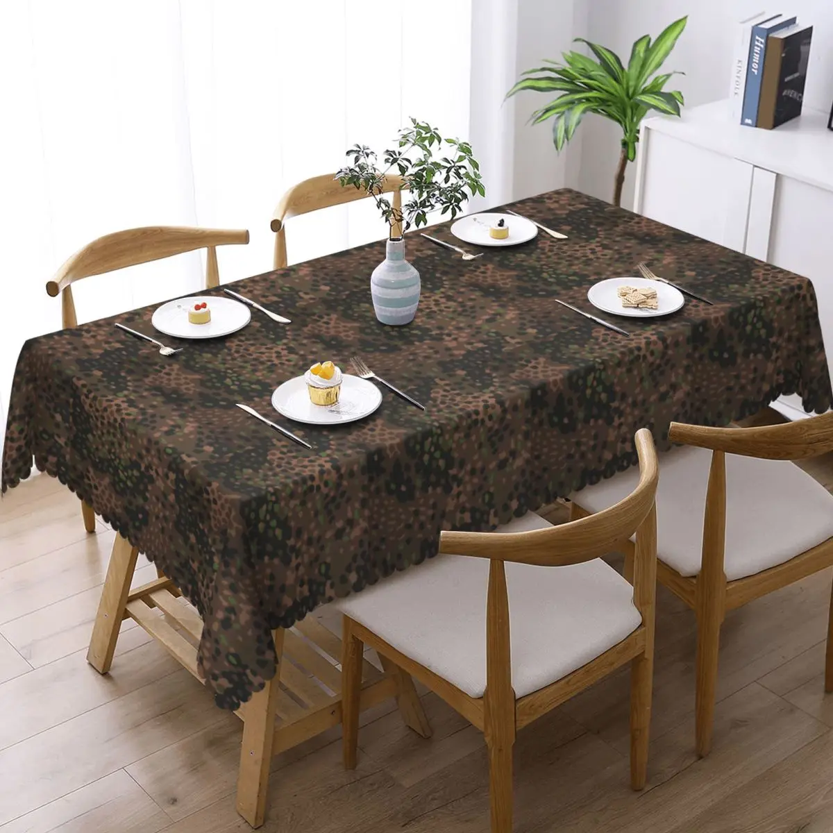 Splintertarn German WW2 Camouflage Army Military Camo Custom Rectangular Tablecloth Table Cover for Dining Events Table Cloth