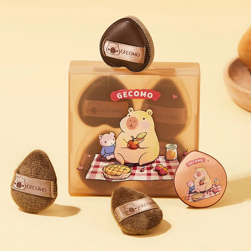 카피바라 메이크업 스펀지 라텍스 프리 블렌더 세트 벨벳 플록 파우더 퍼프 버터처럼 부드러운 리퀴드 & 파우더 겸용