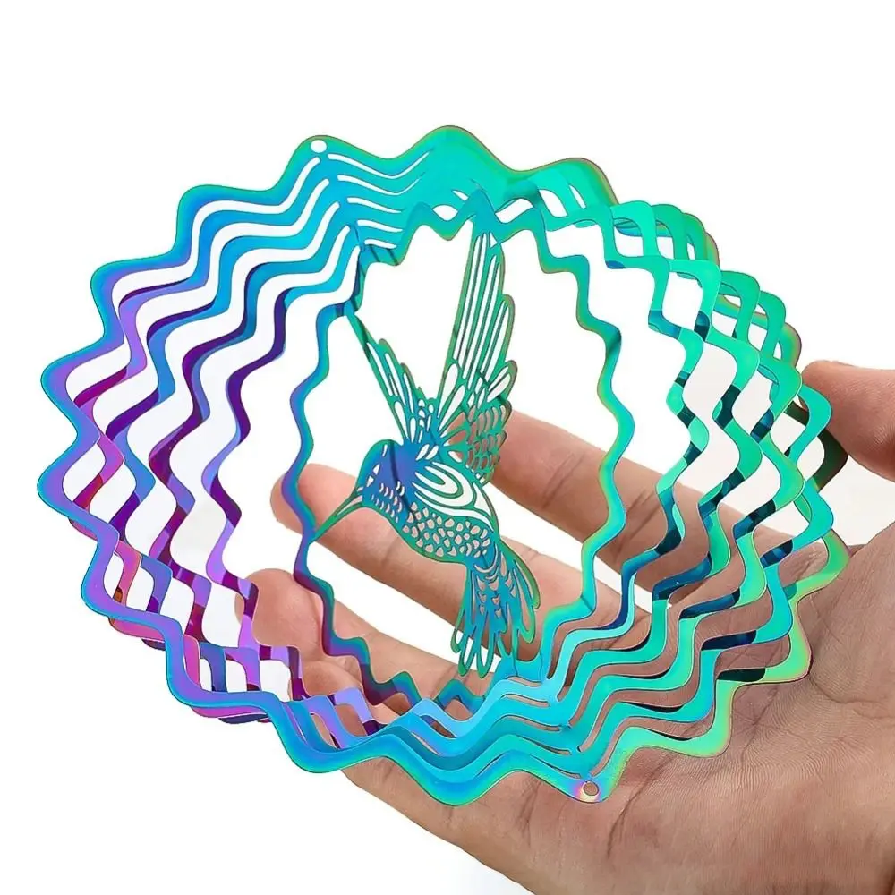 3D Wind Spinner Catcher Flowing Light Effect Gradient Color Wind Chime Pendant Colorful Creative Dynamic Rotating Wind Chimes