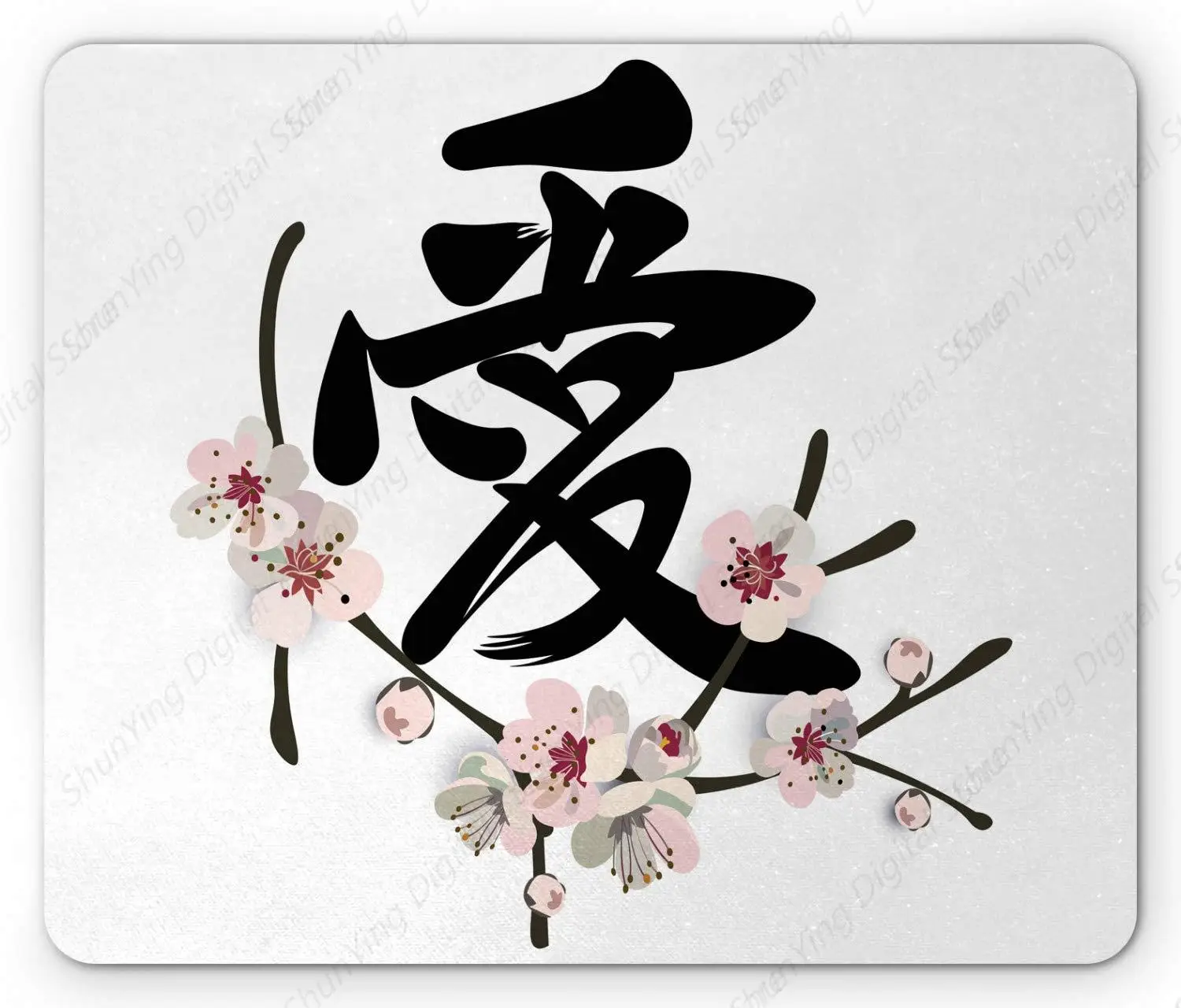 

Chinese Character Mouse Pad Cherry Blossom Chinese Love Words Anti Slip Rubber Suitable For Gaming Office Laptop Mouse Pad