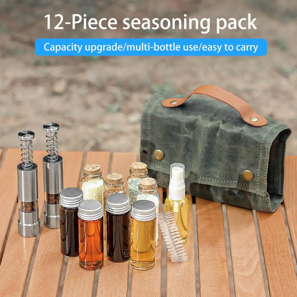 Oil Salt Sauce Vinegar Holder Foldable Spice Bag Set for Outdoor Picnic Bbq Portable Condiment Container with for Travel