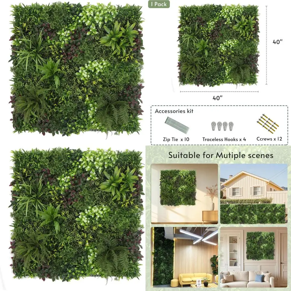 

40 x 40 3D Boxwood Hedge Panels, Artificial Greenery Wall for Indoor and Outdoor Spaces