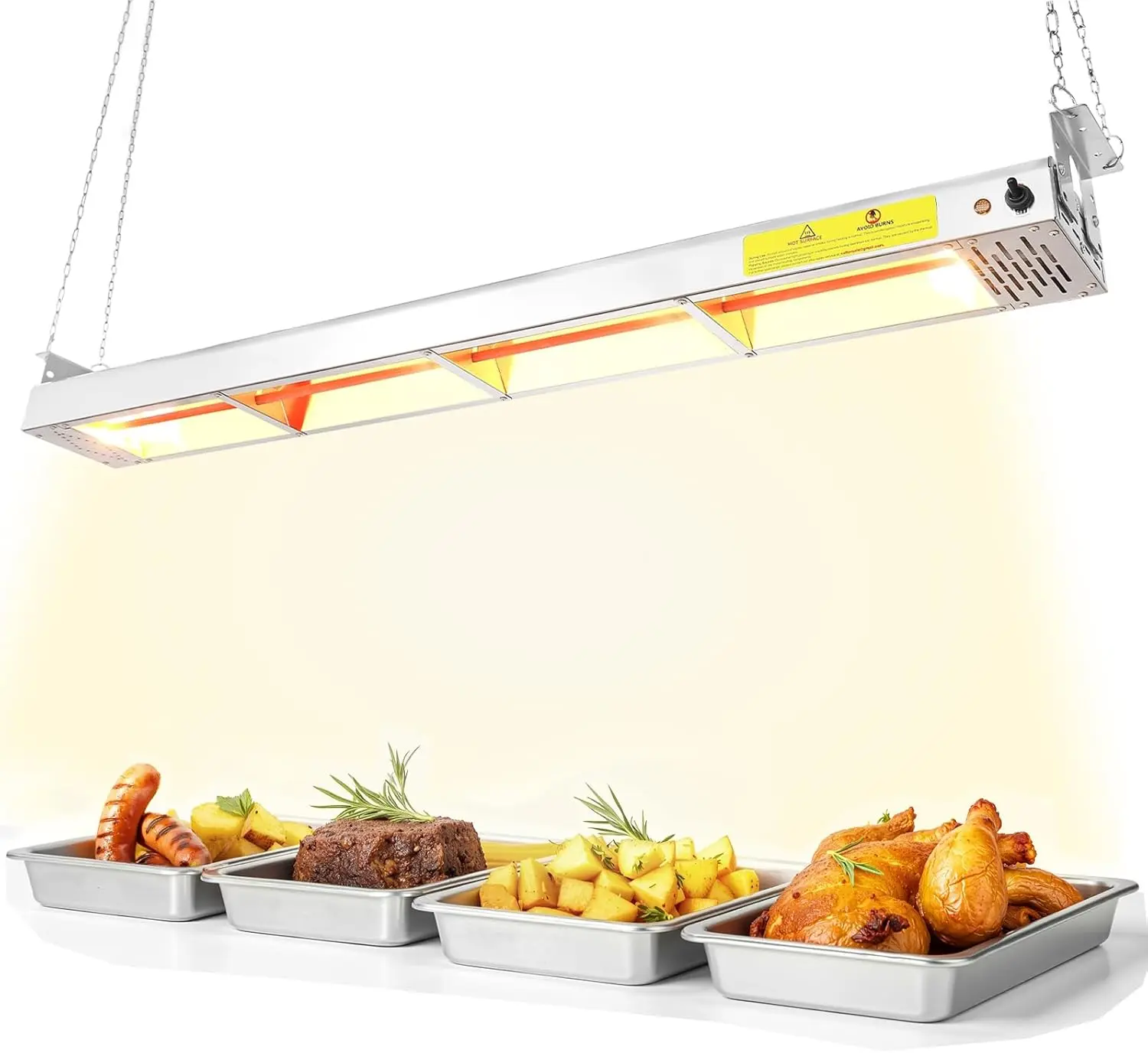 

48-Inch Commercial Food Heat Lamp, 1350W Stainless Steel Warmer for Buffet Kitchen Restaurant