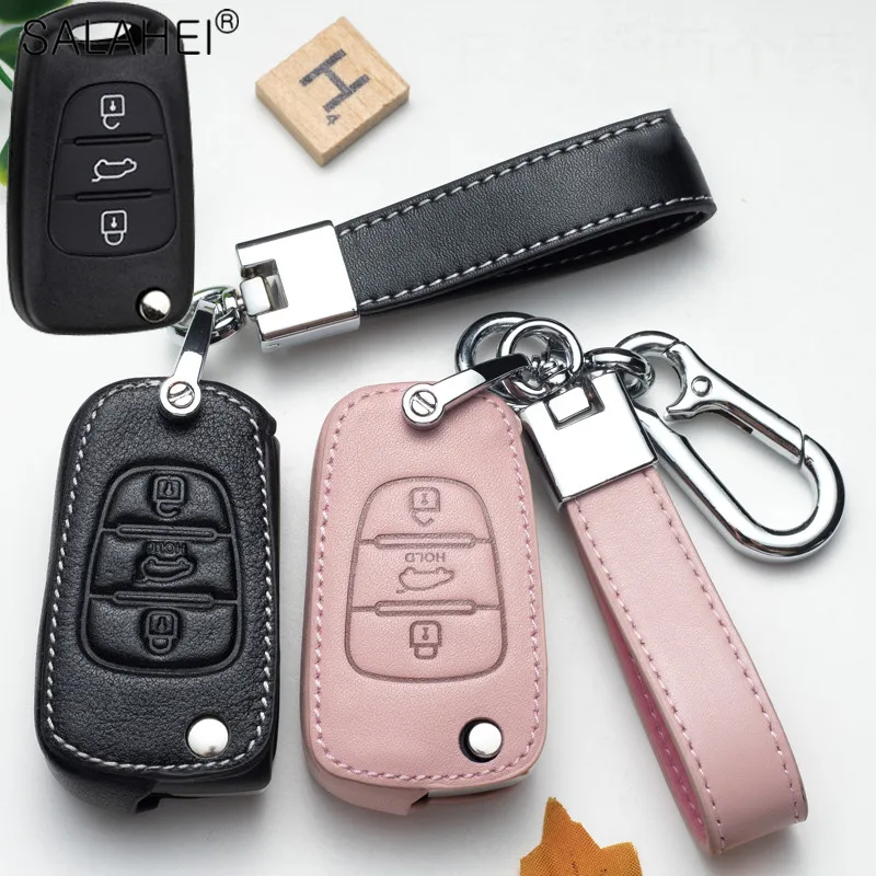 Leather Car Key Remote Cover Full Case For Hyundai Solaris HB20 Veloster SR IX35 Accent Elantra Creta i20 i30 ix35 Accessories