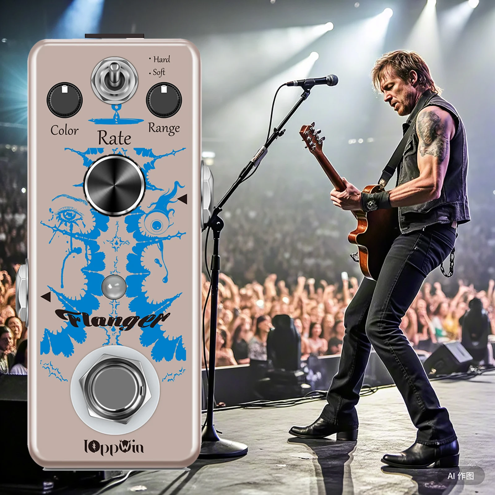 

IOppWin Flanger - Classic Vintage Analog Guitar Effect Pedal, Dual Mode (Normal/Filter), True Bypass, Mini Metal Housing