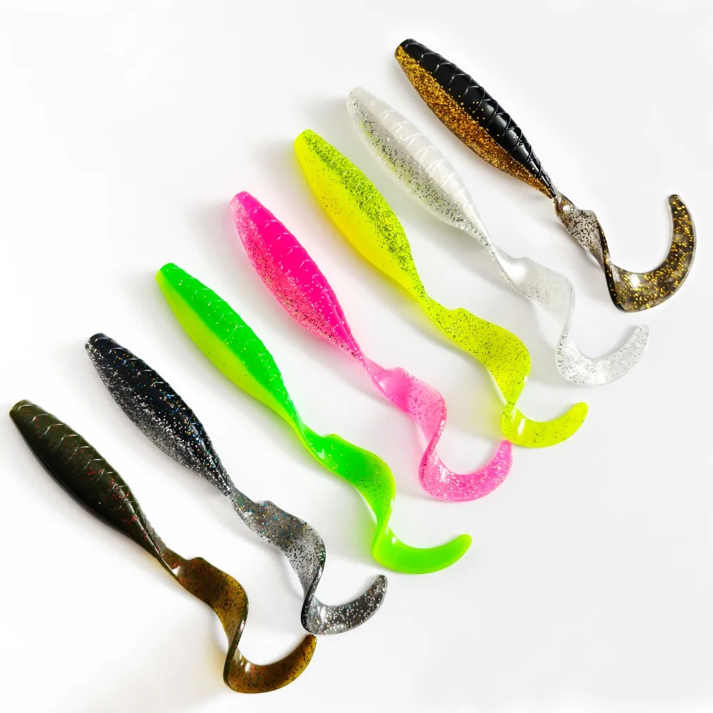 3PCS  Roll Tail Soft Bait Lure, High Elastic PVC Simulation Fishing Lures for Bass Trout, Realistic Swimming Action