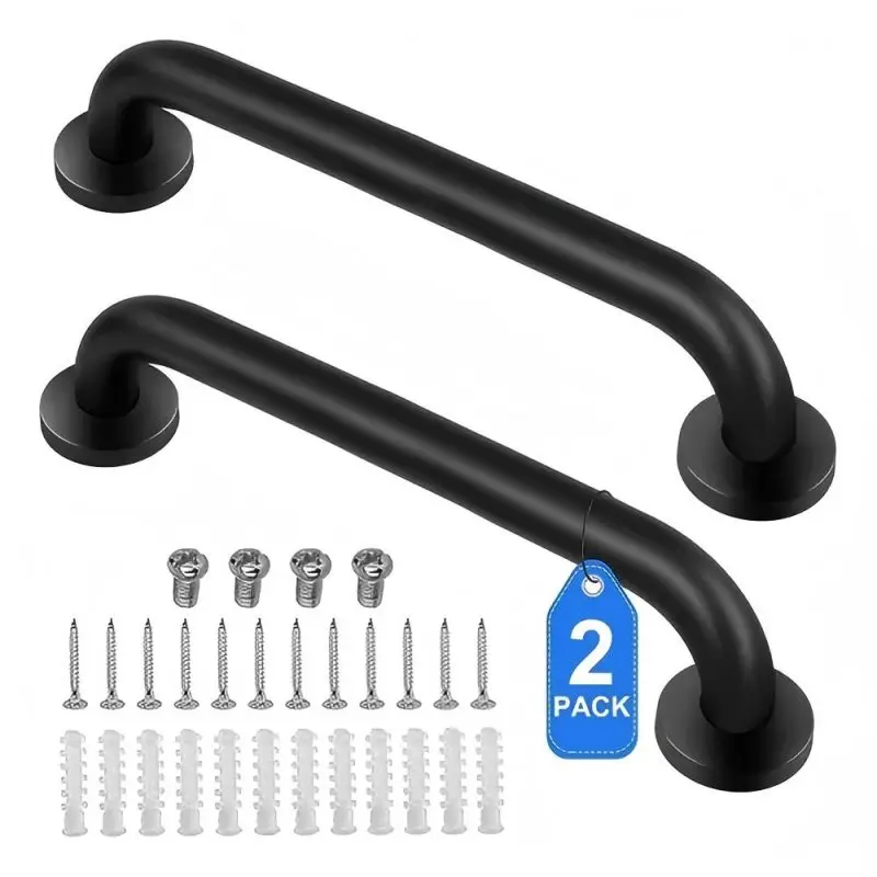 

2PCS bathroom stainless steel handrails, wall-mounted handrails in the bathroom, black safety handrails for the bathroom set