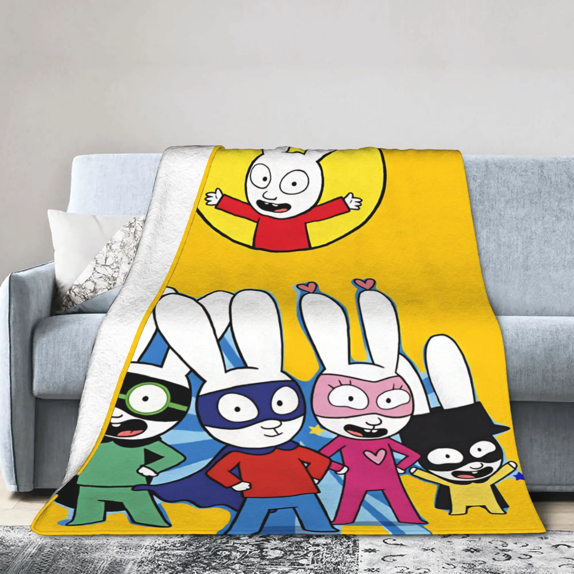 Simon Super Rabbit  Blanket  Picnic Flannel Throw Blanket For Home Decor Soft Design Quality Bedspread Gift