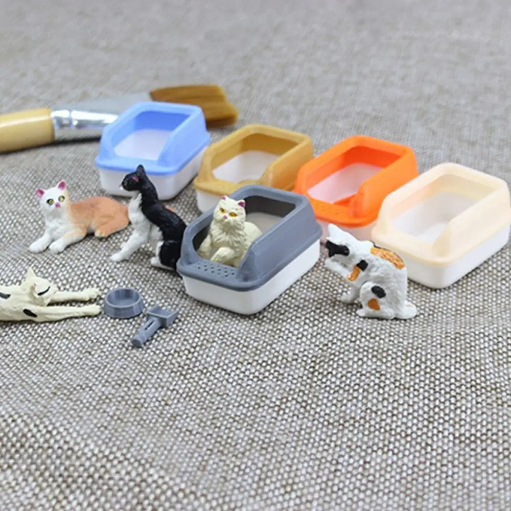 3Pcs/set 1:12 Dollhouse Miniature Cat Litter Box Model Mini Shovel Pet Supplies For Doll Home Decoration DIY Accessories Toy