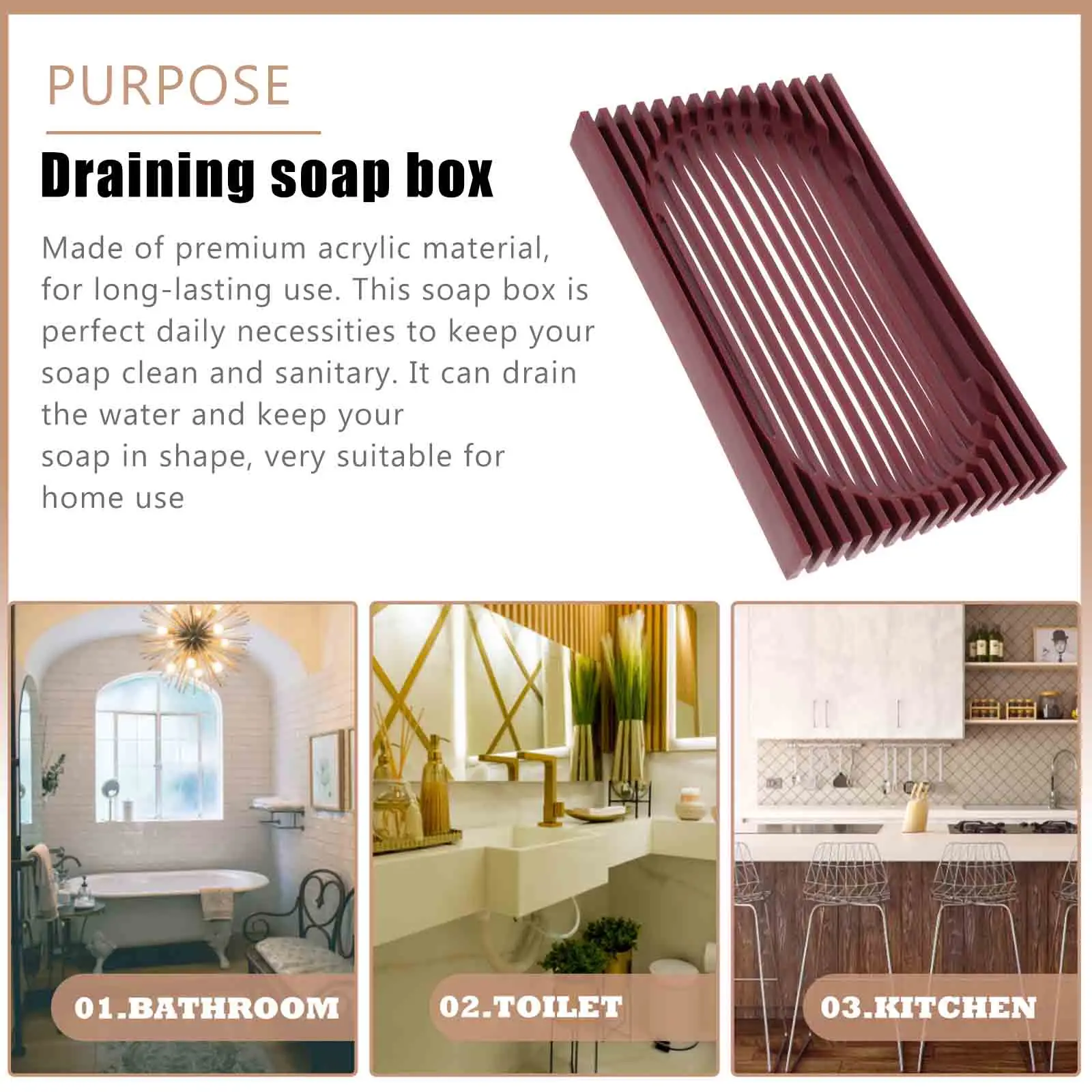 

1pc Draining Soap Box Acrylic Practical Soap Dish Bathroom Kitchen Storage Holder Fresh Natural Style Household Decorative