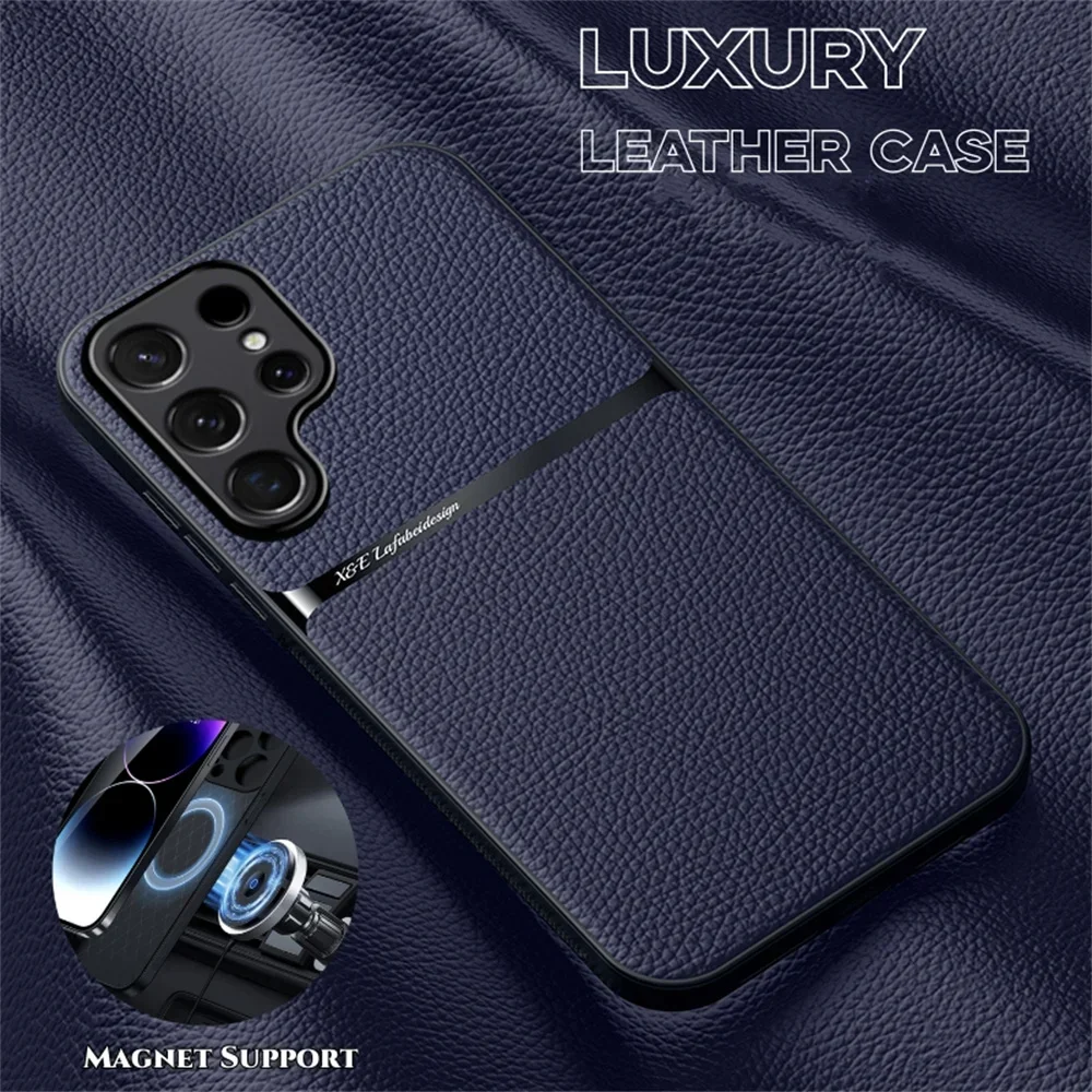 S24 S25 Ultra Leather Case For Samsung Galaxy S25 Edge S24 S23 S21 S22 Ultra Plus S20 FE Shockproof Silicone Back Cover Shell