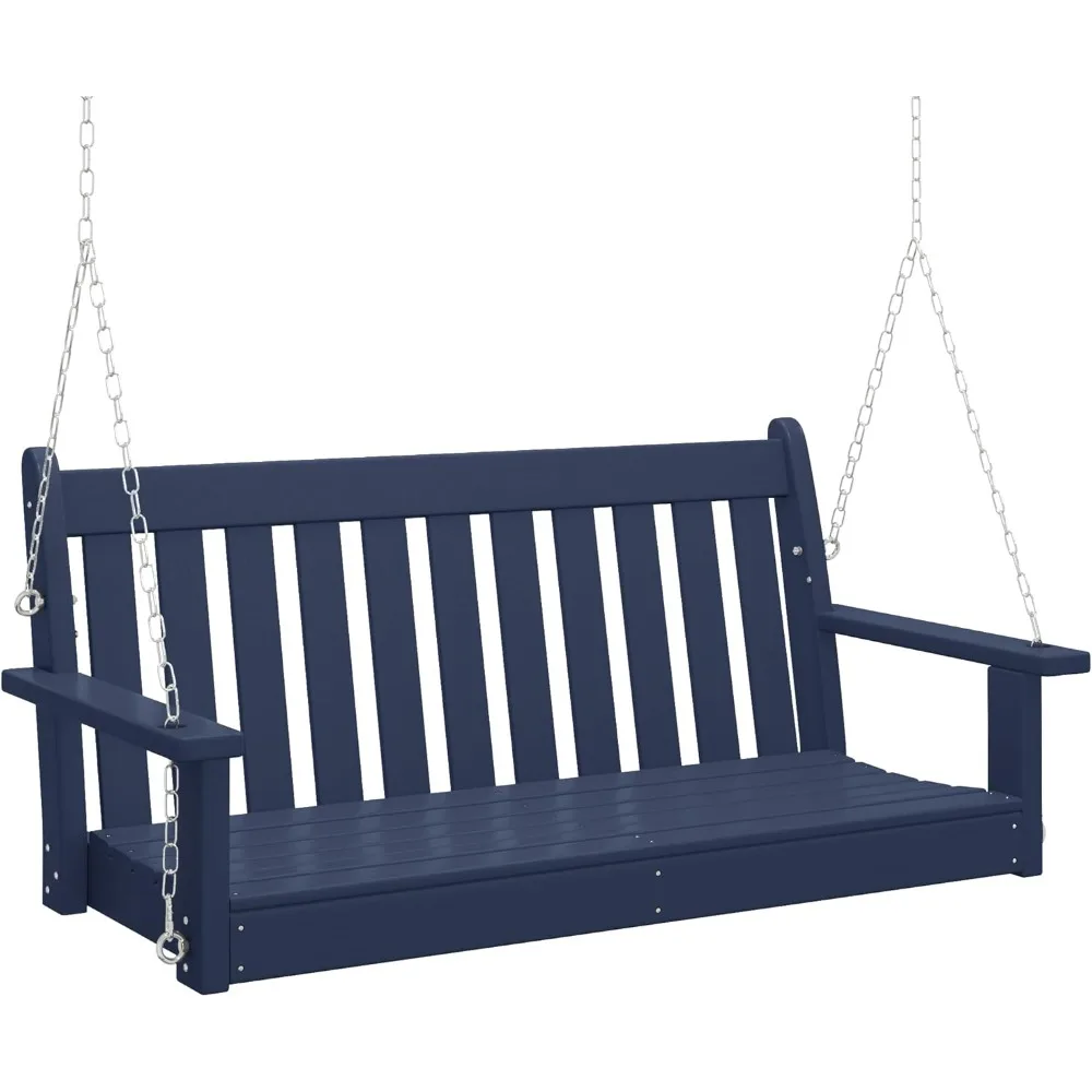 

Trends Malibu Outdoor Patio HDPE Hanging Front Porch Swing Bench, Navy Blue