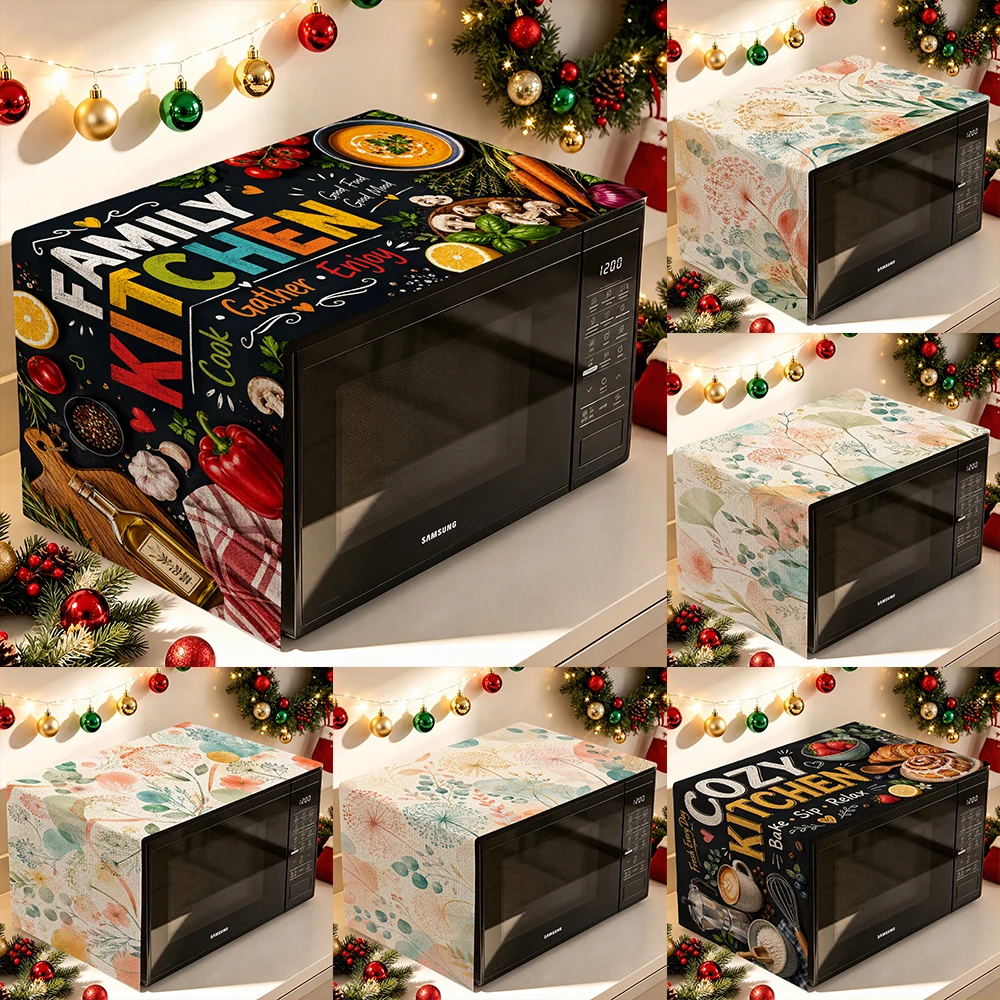 1pcs Christmas Microwave Oven Cover, Seasonal Kitchen Decor Protector for Samsung Microwave, Multiple Patterns Available
