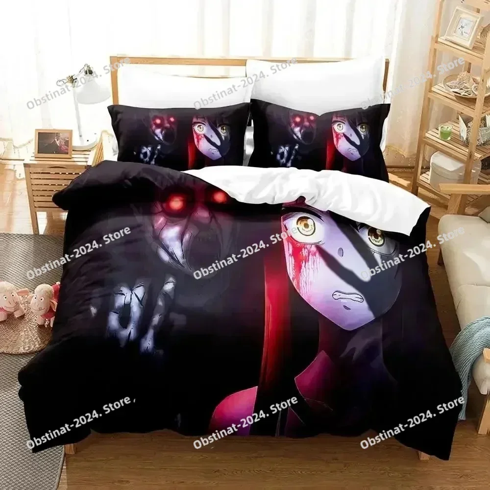 3D Anime Mieruko-chan Bedding Set Printed Bed Set With Pillowcase Bed Duvet Cover Soft Single Double Queen Super King Size