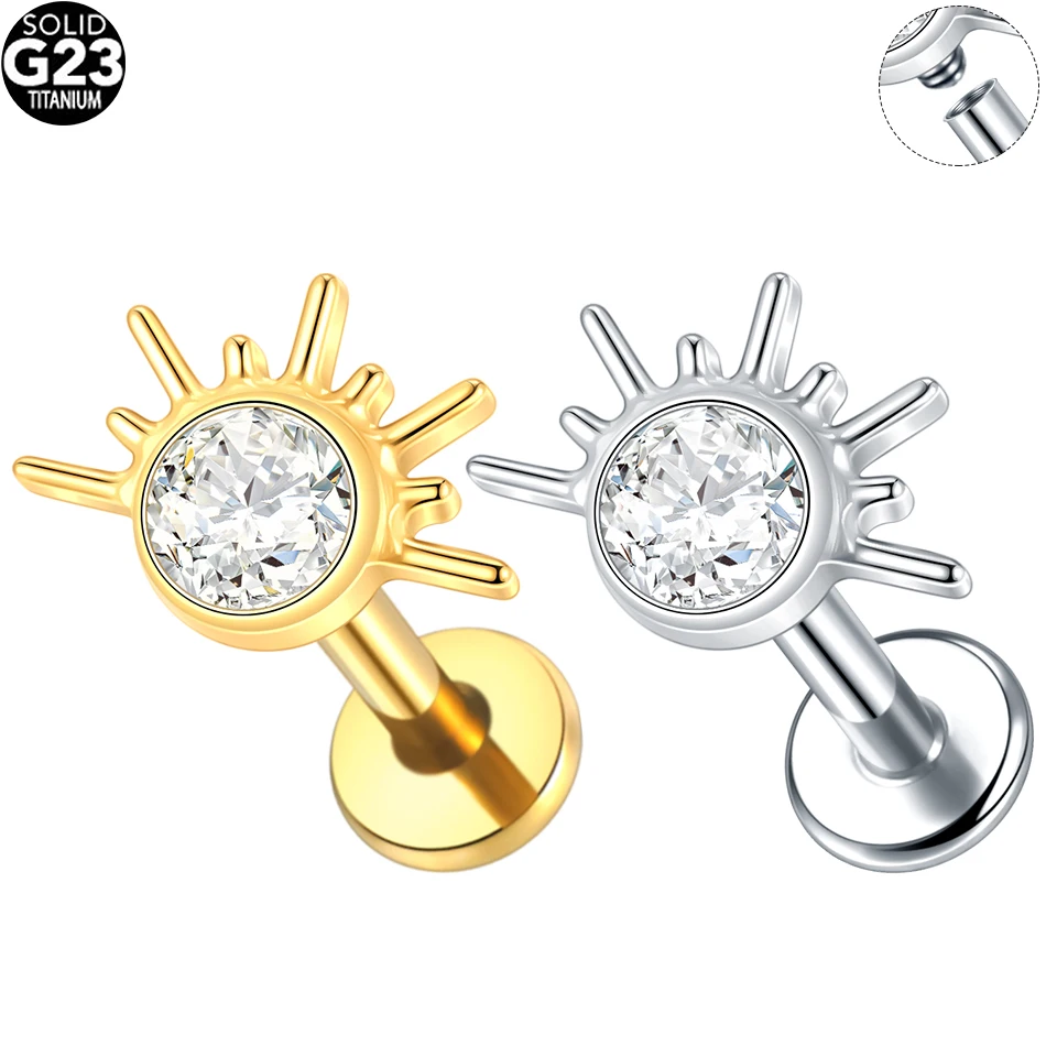 1/5 قطعة التيتانيوم 16 جرام الخماسية نجمة تشيكوسلوفاكيا الغضروف اللولب القرط الثالوث تشيكوسلوفاكيا الزنمة مسمار محارة شفة ثقب الشفاه النساء مجوهرات