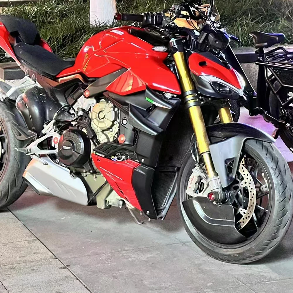 ل Ducati ستريت فايتر V2 V4/S/R 2018-2025 ألياف الكربون مجموعة أغطية الاطارات منحرف الهواء هدية واقية
