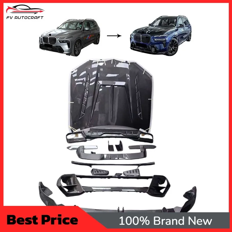 【2026】Full Set Dry Carbon Fiber Body Kit For BMW X7 G07 LCI 2023-2025 Upgrade LD Design Engine Hood Front Lip Side Skirt Diffuse