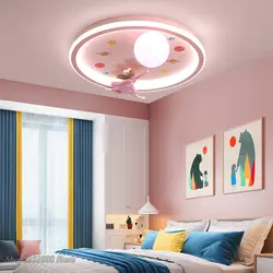 Pink Children's Room Lamp Girl Cartoon Ceiling Lamp Living Room Chandelier Round LED Lights Modern Bedroom Indoor Light Fixtures