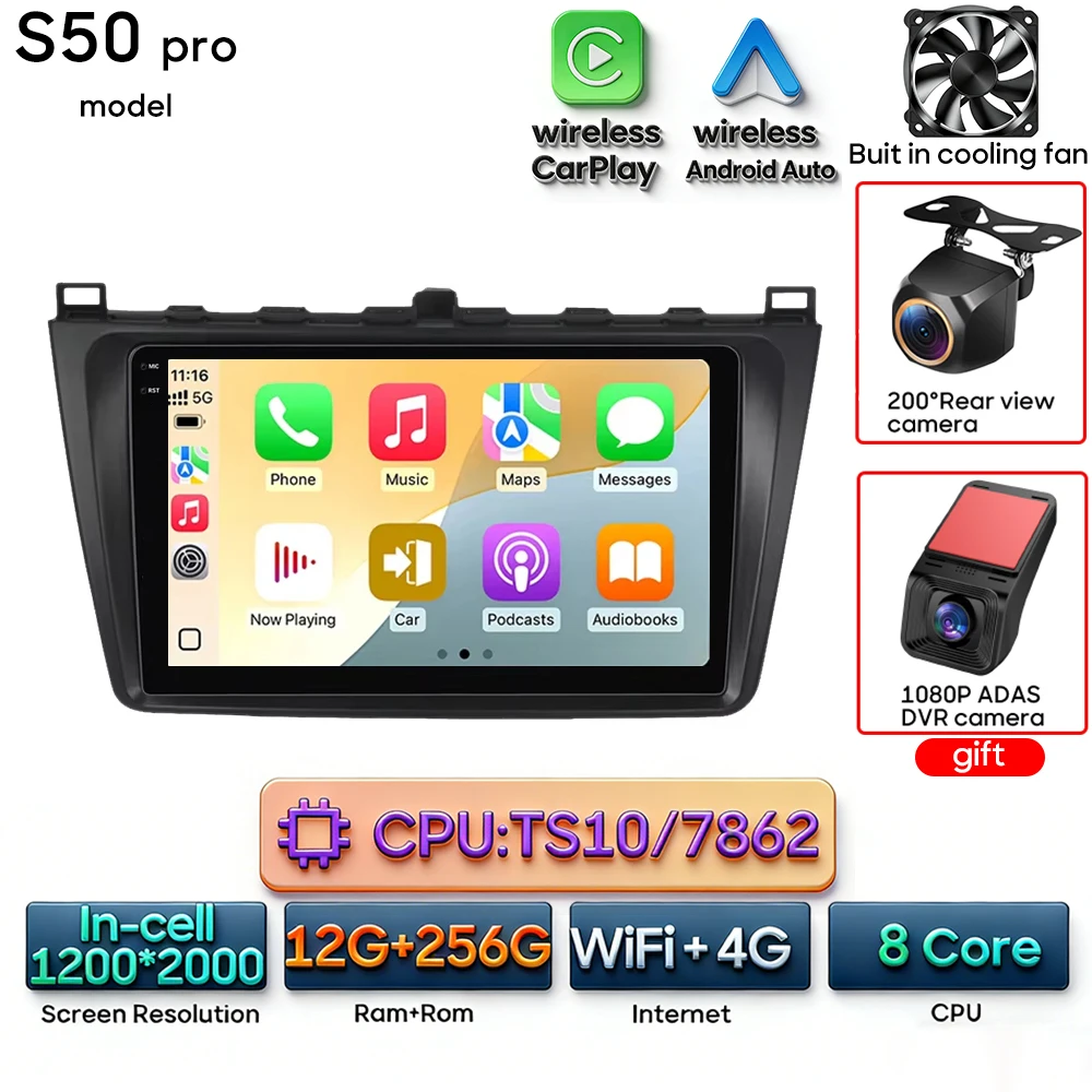 Android 16 voor Mazda 6 Rui GH 2008 - 2015 Auto Multimedia Speler Draadloze Carplay Autoradio Stereo Video Wifi Navigatie GPS BT