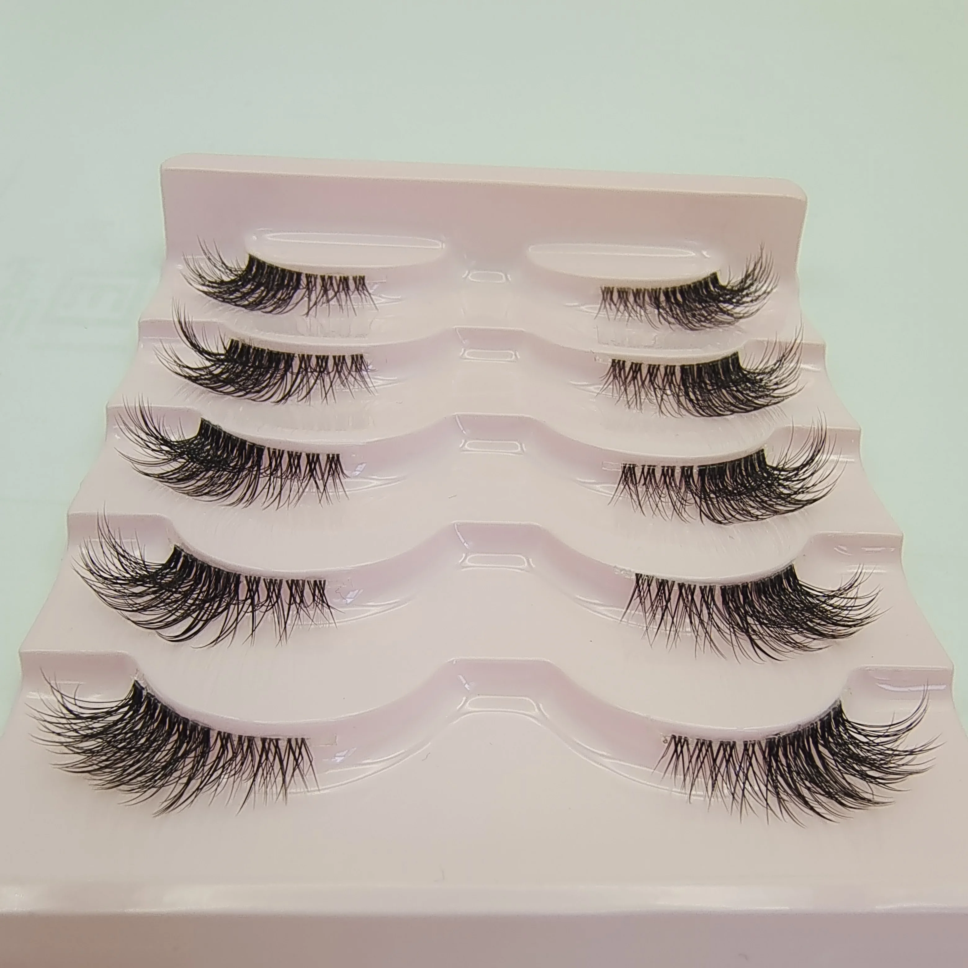 H02 5-paar natuurlijke Cat Eye halve wimpers Zacht namaakbont Valse wimperextensions Kit Applicatietool