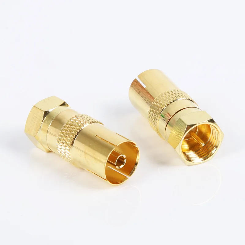 1PC RF Coaxial Connector Gold plated F Type Male to TV PAL Female PLUG Adapter Antenna RF Coax Coaxial cable Converter