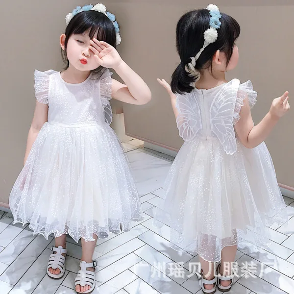 2024 Summer New Girls Birthday Vest Skirt Korean Version Baby Fluffy Princess Mesh Skirt Little Girl Super Fairy
