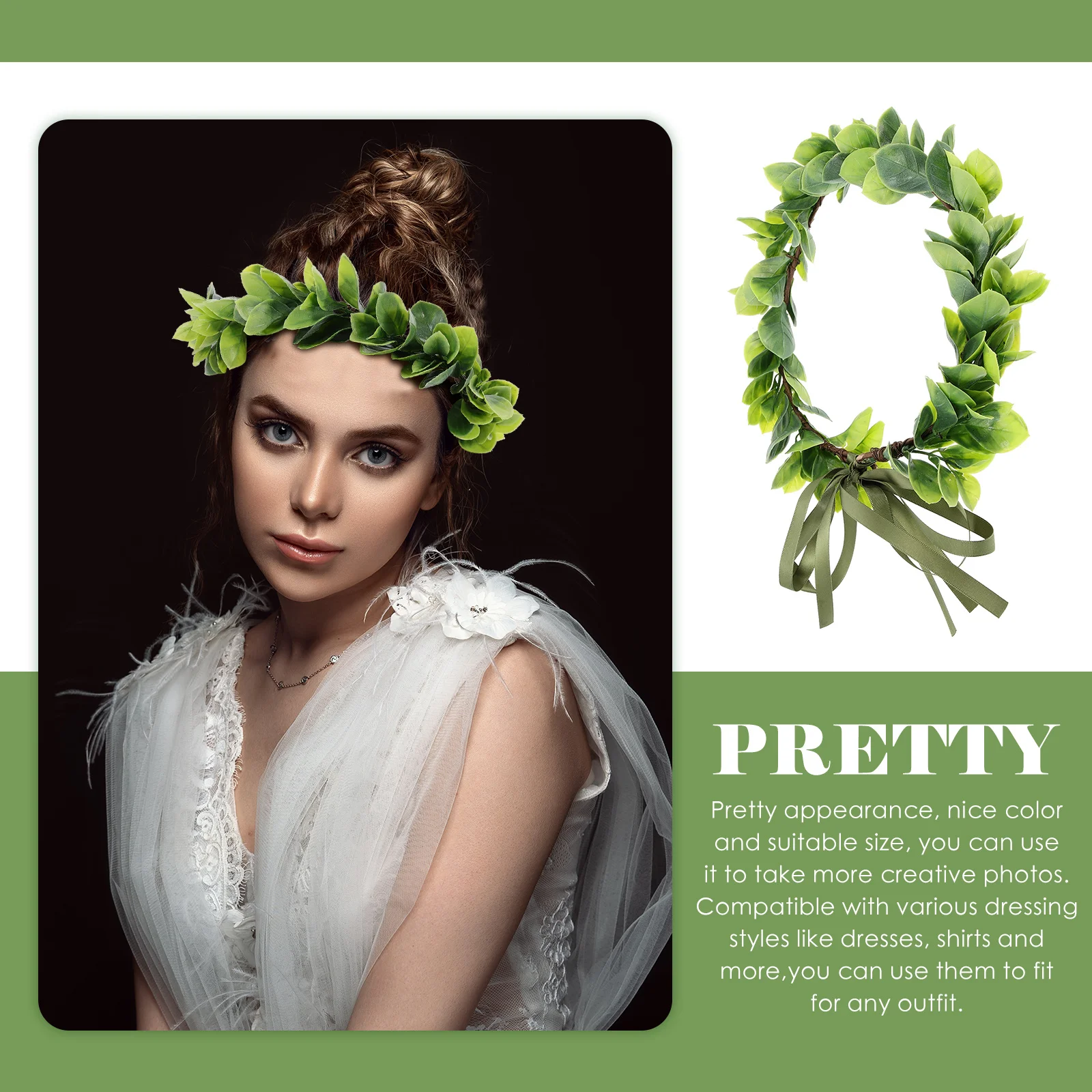 الأخضر الكرمة العروس جارلاند الزفاف عقال يترك العروس جارلاند الزفاف رباط شعر الزفاف عقال حفلة صور الدعامة #4