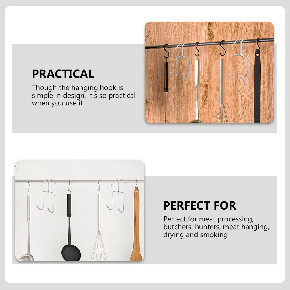 

5Pcs Stainless Steel Meat Hanging Hooks Heavy Duty Multi-Function Barbecue Kitchen Sausage Bacon Smoker Hook for Meat Processing