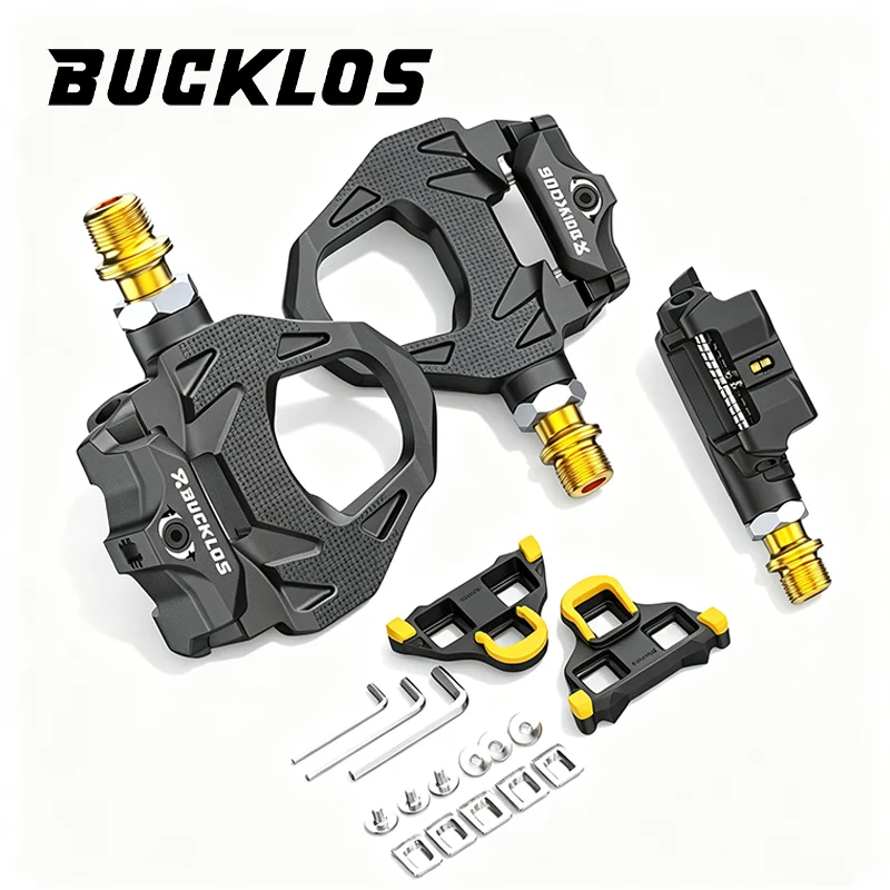 BUCKLOS RS580 Rennrad-Sperrpedal für SPD-SL Selbstverriegelndes Pedal mit Schuhplatten für SHIMANO SPD-SL 9/16 Fahrrad-Sperrpedale Rutschfeste Rennrad-Sperrpedale
