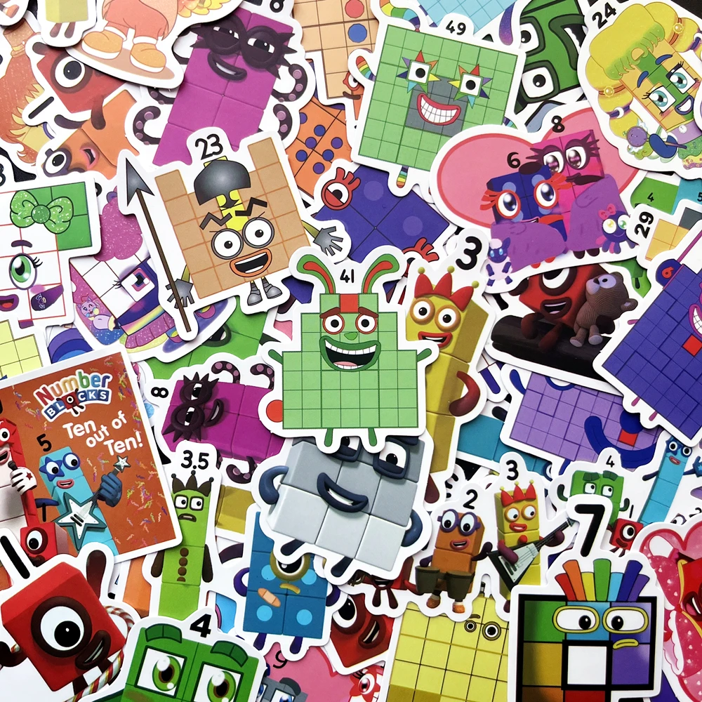 52Pcs Cartoon Stickers Numbers Building Block Notebook Laptop Scrapbooking Teacher Supplies Classroom Water Bottle Skates Toys