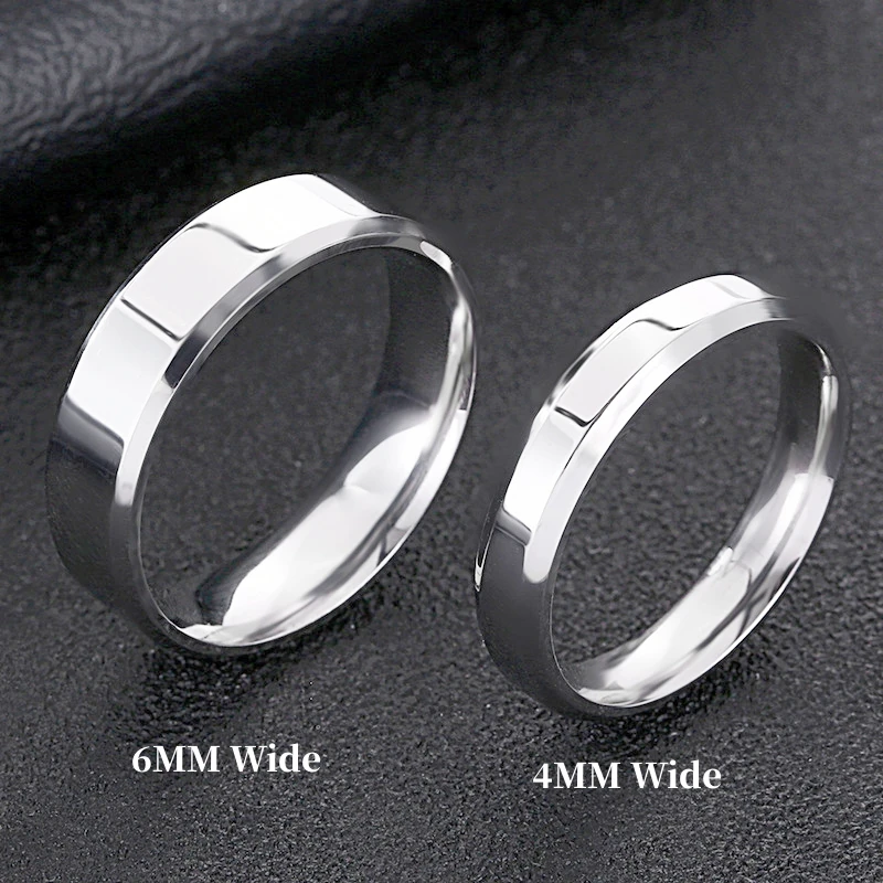 Titanium Steel Couple Ring Simple Beveled Smooth Face Ring Mirror Face Tail Ring Stainless Steel Men\'s and Women\'s Ornaments